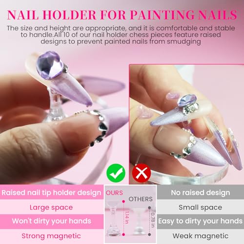 Magnetic Nail Stand for Press Ons - Extra-High Nail Art Painting Holder Kit