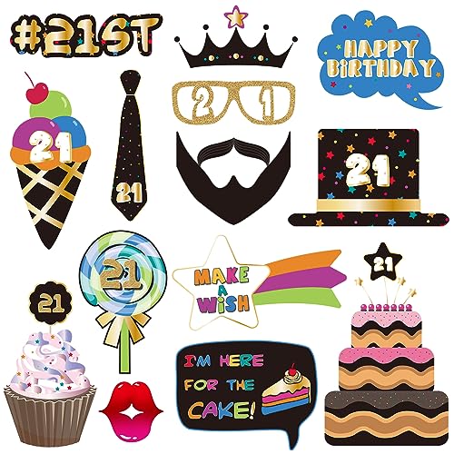 21st Birthday Photo Booth Props - 40 Premium Quality Decorations