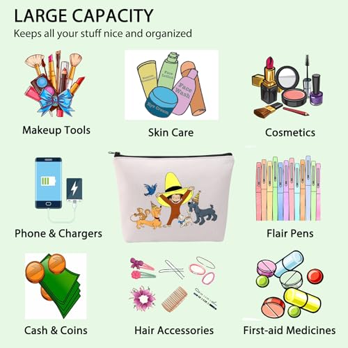 FOTAP Monkey &Hat Cosmetic Bag - Cartoon Travel Makeup Organizer for Women & BFF Gift