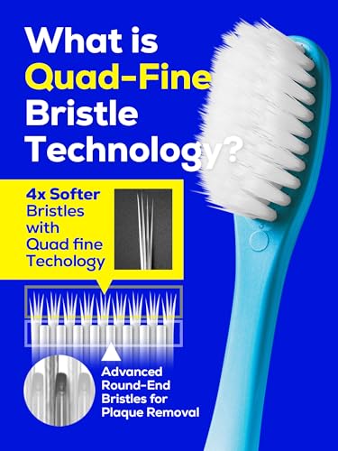 Pectrus Quad-fine 10 Pack Soft Toothbrushes for Sensitive Gums & Deep Cleaning