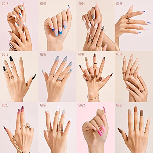 Gold Finger Gel Glam Design Nail GD18 - Fake Nails with Glue & Manicure Stick
