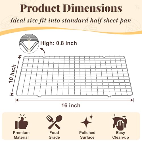 Stainless Steel Cooling Racks - 2 Pack 10" x 16" for Baking & Grilling