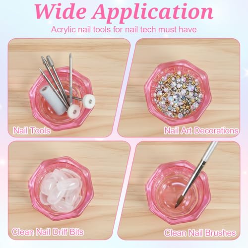 2 PCS Pink Glass Dappen Dish for Nail Art & Monomer Use