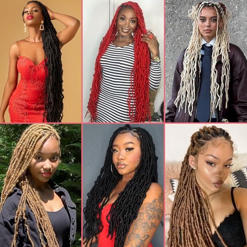 Leeven 24 Inch Soft Locs Crochet Hair - Distressed Butterfly Faux Locs in #350, Pack of 6
