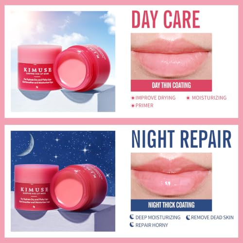 KIMUSE Overnight Lip Mask 4-Pack, Shea Butter Hydrating Lip Treatment
