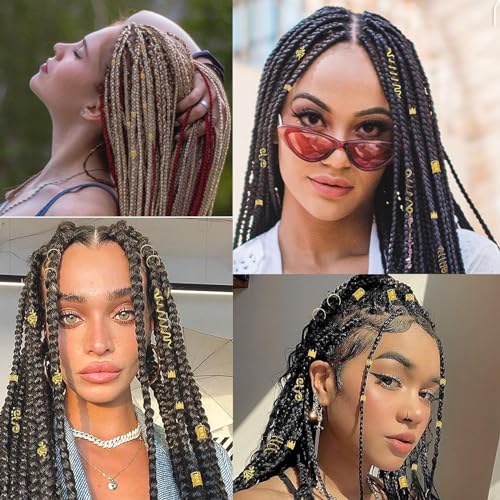 280 Pcs Gold Hair Jewelry for Dreadlocks & Braids - Tuefuzy