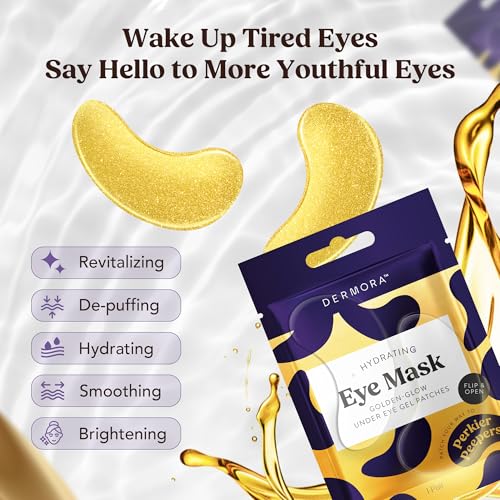 DERMORA Golden Glow Under Eye Patches - 50 Pairs for Radiant Skin