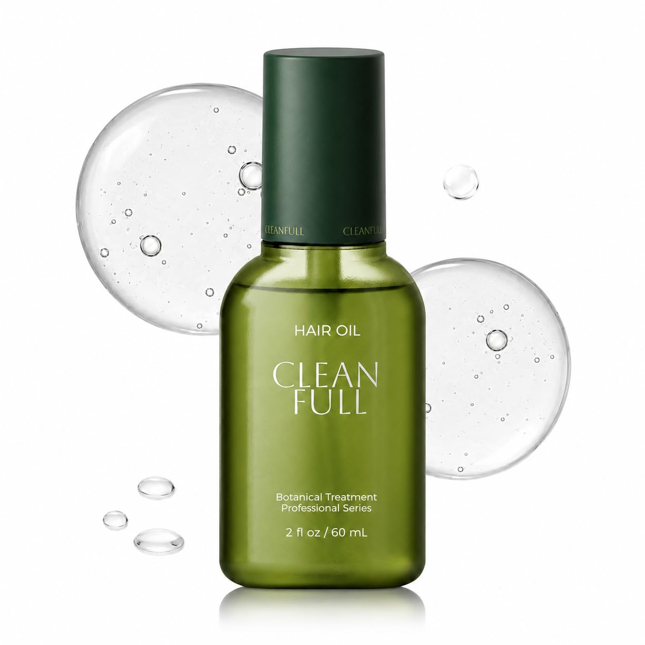 CLEANFULL Botanical Hair Oil for Dry & Damaged Hair, Lightweight Leave-In Hair Serum with Heat Protection, Frizz Control, Shine & Split End Care, Vegan & Cruelty-Free, Paraben & Sulfate Free (2 fl oz)
