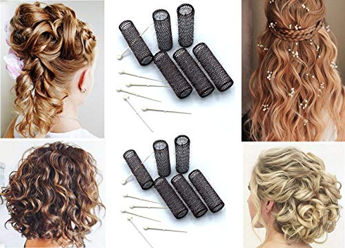 12 Vintage Brush Hair Rollers with Pins - 3" x 7/8" Curlers