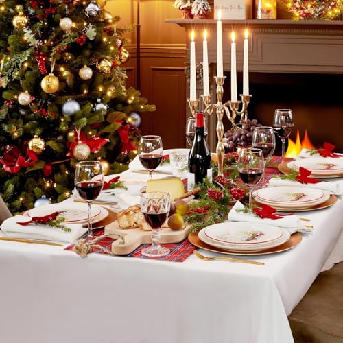 White & Gold Disposable Tablecloth - 110 Ft x 54 In Plastic Cover