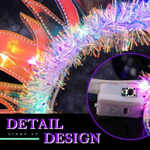 DRESBE Light Up Fire Headband - LED Sun Goddess Halo Headband (Colorful Light) for Women