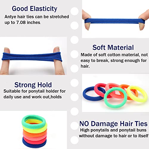 Antye 100Pcs Seamless Hair Ties Summer Color No Damage for Thick or Fine Hair