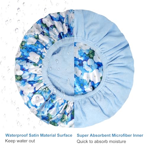 Waterproof Terry Shower Cap for Women - Reusable Hair Protection