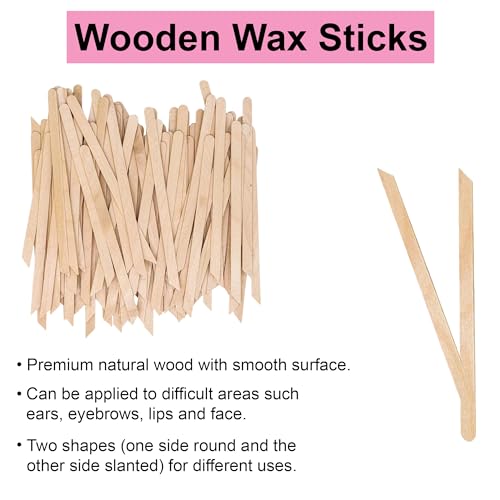 Mibly 200 Pcs Wooden Wax Sticks for Eyebrow & Hair Removal