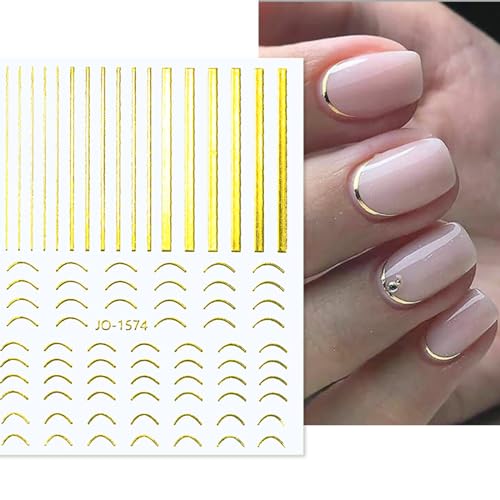 Gold Nail Stickers - 12 Sheets 3D Self-Adhesive Nail Decals