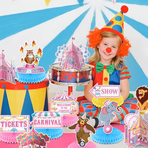 Circus Theme Honeycomb Centerpieces - 20pcs Birthday Party Decorations