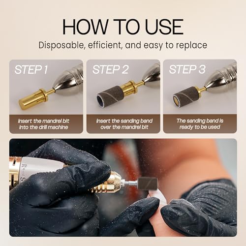 PANA 100-Pack 150 Grit Nail Sanding Bands for Nail Drills