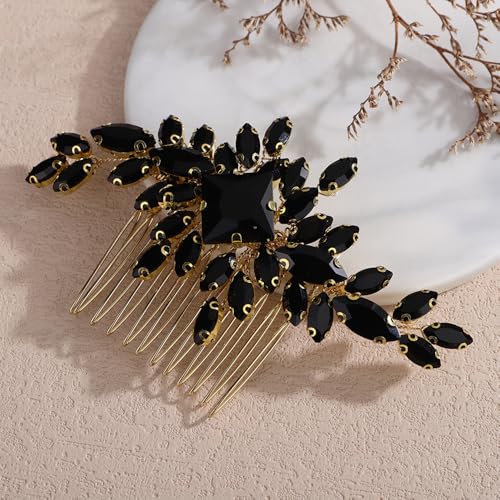 Gold Crystal Hair Comb for Weddings & Parties - Teyglen