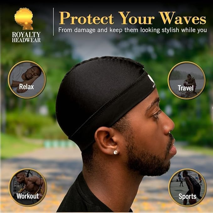 Silky Wave Cap for 360, 540 & 720 Waves - Soft Breathable Durag Beanie for Men