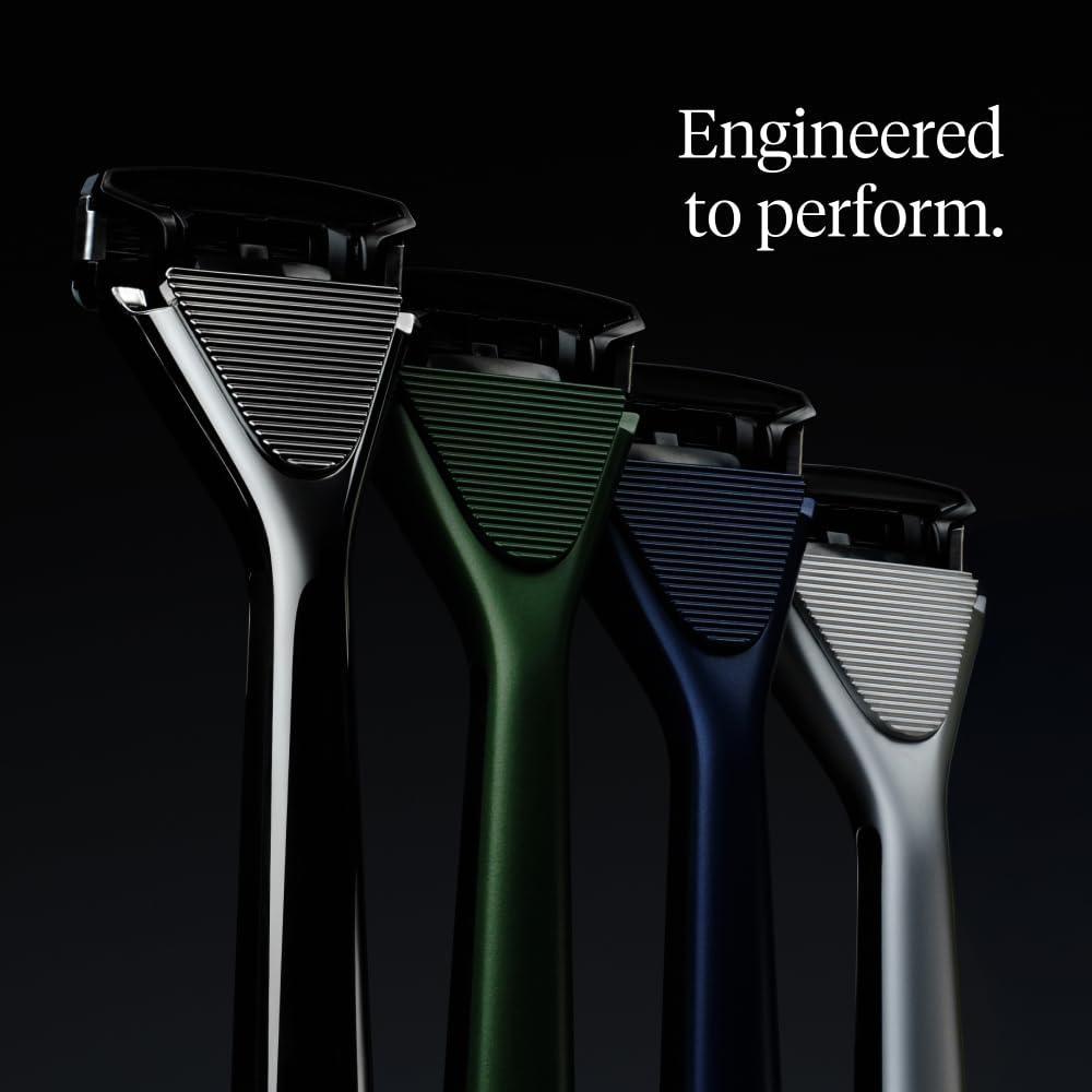 House of Atlas, Razors for Men - Mens Razors for Shaving with Handle, 2 Razor Blade Refills, & Shower Hook, Precision Trim Edge, Smooth Close Shave, Reusable Razor for Men, Gunmetal