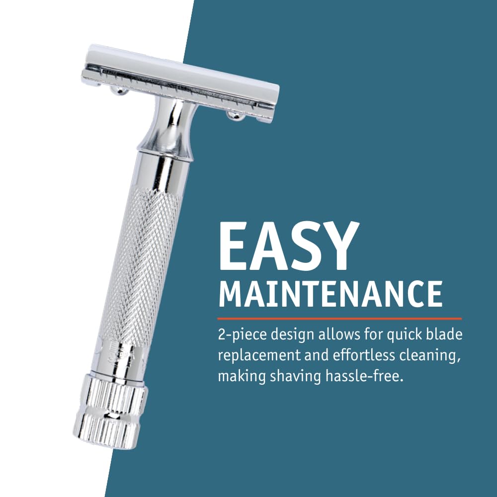 MERKUR 34C Short Handle Heavy Duty Classic Safety Razor Set with 10 Blades In A Box