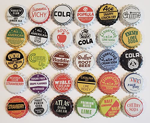 Vintage Soda Bottle Caps - 100 Random Designs, 1.25" Diameter