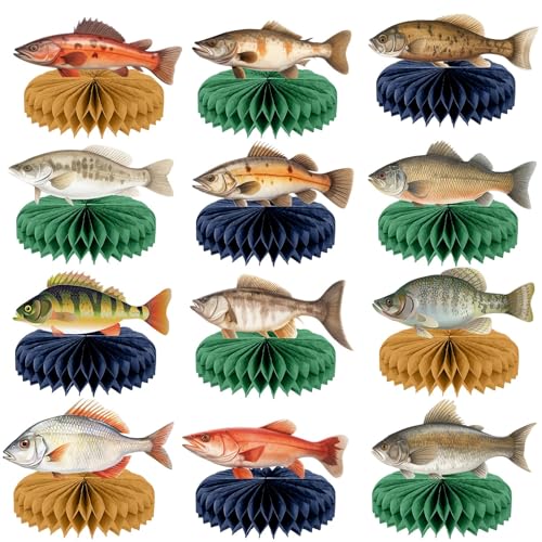 Gone Fishing Honeycomb Centerpieces - 12PCS Fishing Birthday Party Decor