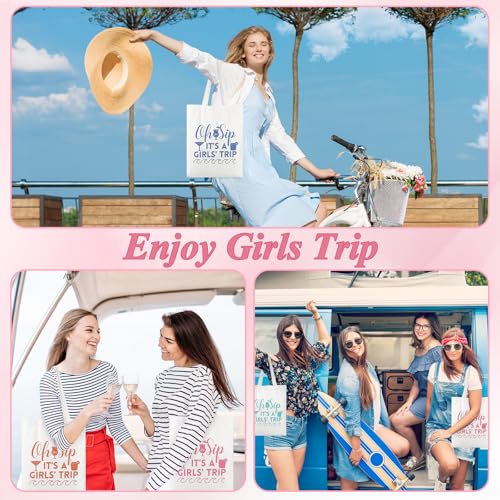 Girls Trip Gift Bags Set - 4 Tote Bags & 4 Makeup Pouches