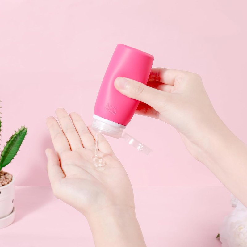 Travel Bottles for Toiletries - 21 Pack Leak-Proof Silicone Containers | TSA Compliant, BPA Free, Pink