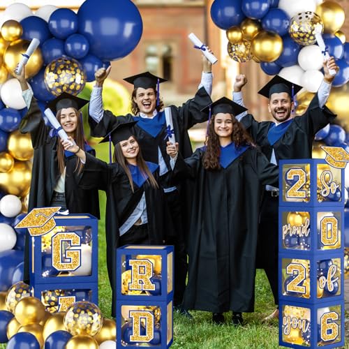 Class of 2026 Graduation Decorations Set - Blue & Gold Balloon Arch