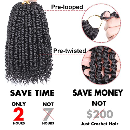 Leeven 10 Inch Pre-Looped Passion Twist Crochet Hair - 1B# (Pack of 8)