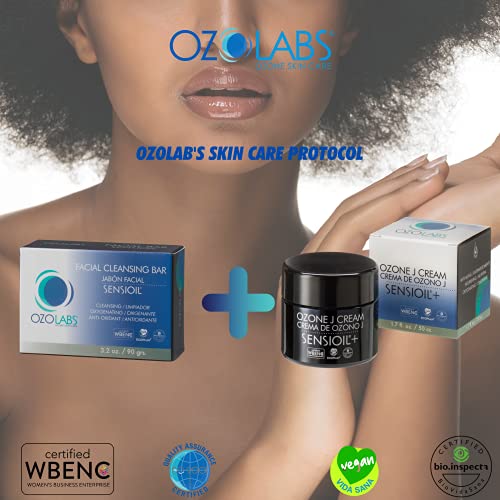 OZOLABS Organic Ozonated Oil Facial Cleansing Bar for Sensitive Skin, 3.2 oz