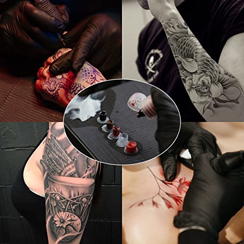 Yangna 300pcs Tattoo Ink Cups Set Mixed Sizes #11/#14/#17mm with Sturdy Base for Artists & Beginners