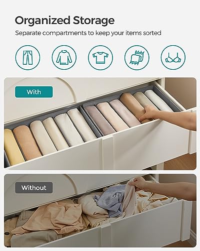 SONGMICS Set of 2 Foldable Wardrobe Organizers, Dove Gray - 6 Compartments for Clothes