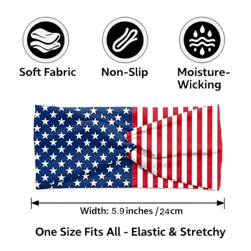 Winthrop 4-Pack Patriotic Wide Elastic Headbands - Dark Flag Designs