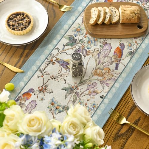 Artoid Mode Blue Floral Table Runner 13x90 Inch for Dining
