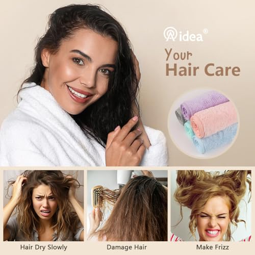 AIDEA Microfiber Hair Towel Wraps - 5 Pack Fast Drying for All Hair Types