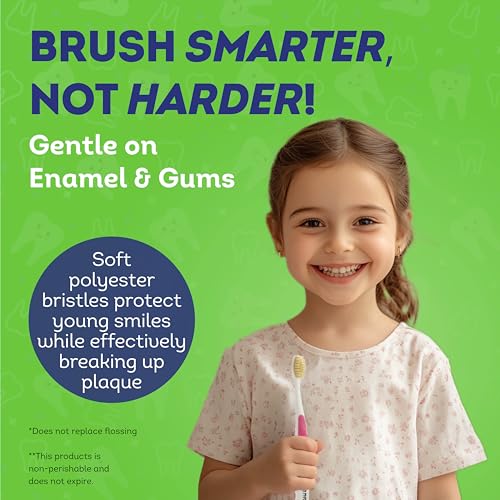 MOUTHWATCHERS Kids Manual Toothbrush - Soft Floss-Tip Bristles, 4-Pack