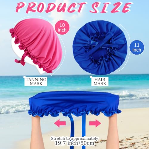 Vinsatin 4 Pcs UV Protection Tanning Face Mask and Hair Bonnet Set