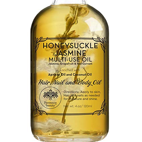 Beaute de Provence Honey Suckle Jasmine Multi-Use Face, Body & Hair Oil – Hydrates & Nourishes Skin, Nails, & Hair – 4 Fl Oz