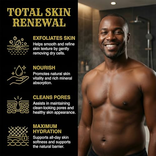 Men's Dead Sea Salt Body Scrub with Aloe Vera & Sandalwood - 17.6 oz