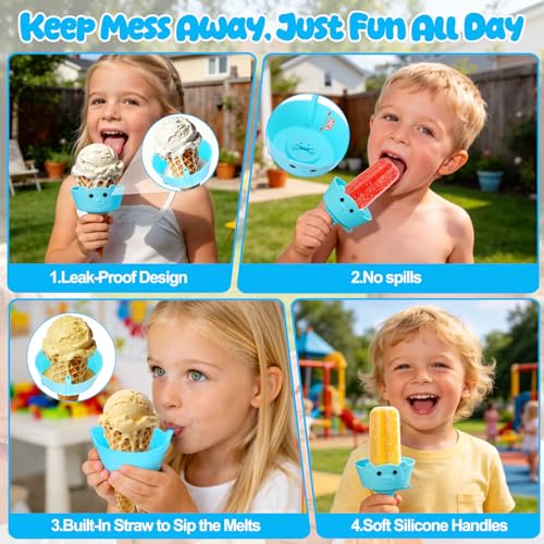 AIERSA Silicone Popsicle Holders with Drip Catcher - 4 Pack