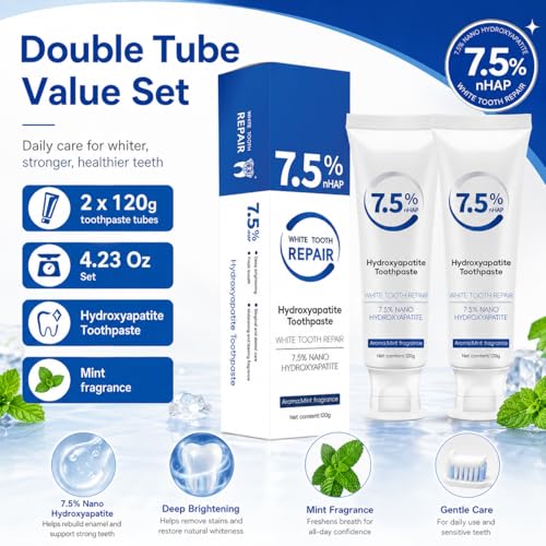 Hydroxyapatite Toothpaste for Enamel Protection & Fresh Breath - 2-Pack