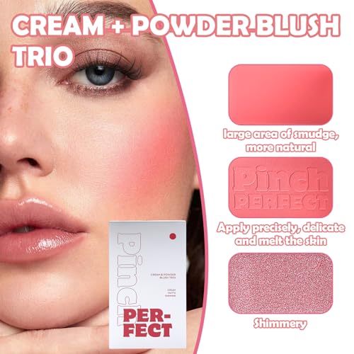 OZ LAB Buildable Blush Palette - Vegan Cream & Powder Cheek Color Trio (03 Barely Blushed, Pack of 1)