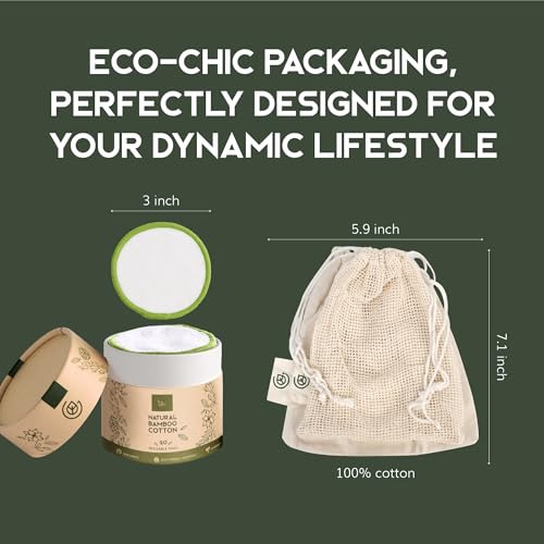 GREENZLA Reusable Makeup Remover Pads - 20 Bamboo Cotton Rounds
