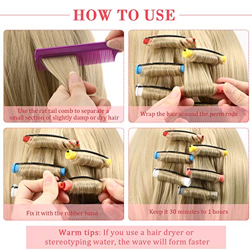 WILLBOND Hair Perm Rods Set - 72 Plastic Curling Rollers with Comb