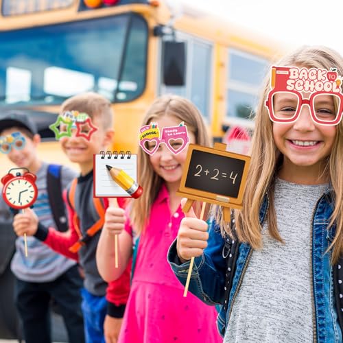 Back to School Photo Props Set - School Bus Frame & 18 Accessories