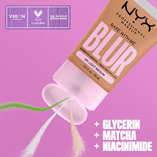 NYX Professional Makeup Bare With Me Blur Skin Tint Foundation - Light Medium 1.01 Fl Oz