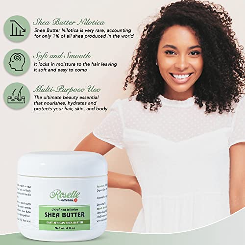 Nilotica Shea Butter 4 oz - Organic Unrefined Creamy Moisturizer for Skin, Face, Hair