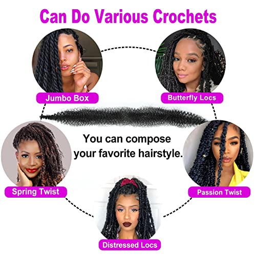 KEPBEAY 12 Inch Afro Twist Crochet Braiding Hair - 6 Packs, 1B#